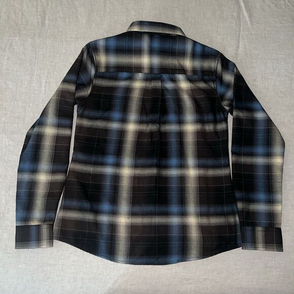 Dixxon Women’s Fit For An Autopsy Flannel Button Up Shirt Blue Brown Gray Medium - Picture 7 of 8